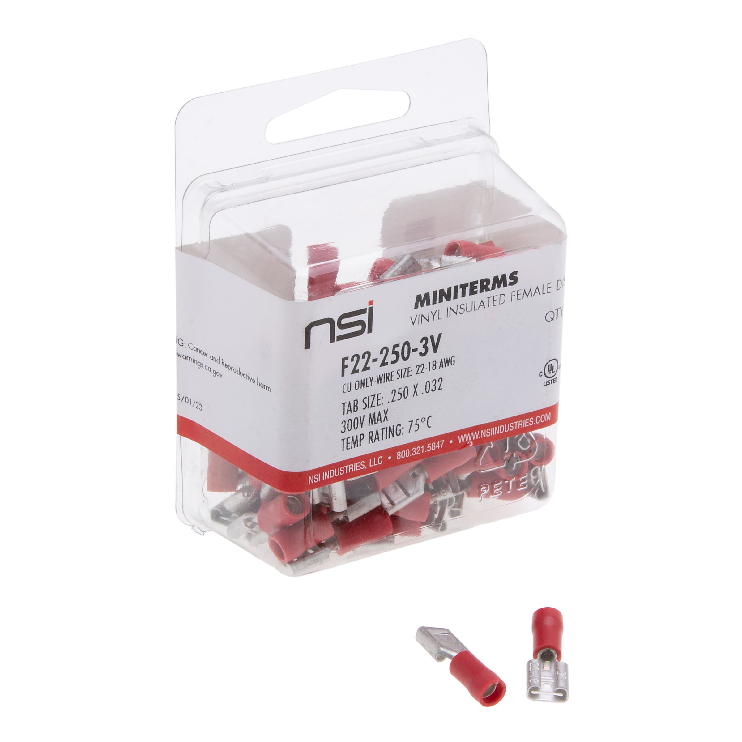 NSI F22-250-3V 22-18AWG 1/4" FEMALE DISCONNECT 100PK